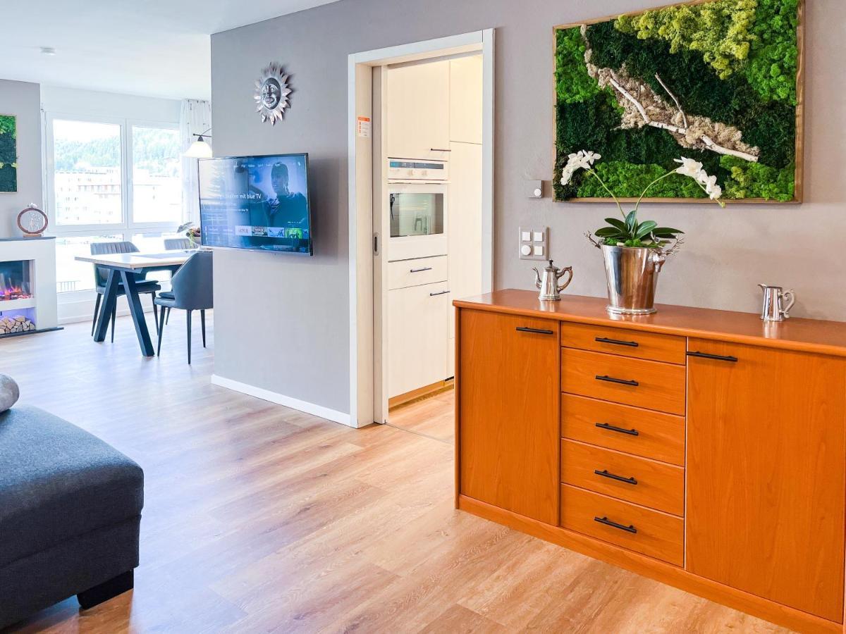 Ferienwohnung swissme - 100qm - Balkon - 2 Bäder - Parkplatz - Fußbodenheizung St. Moritz Exterior foto